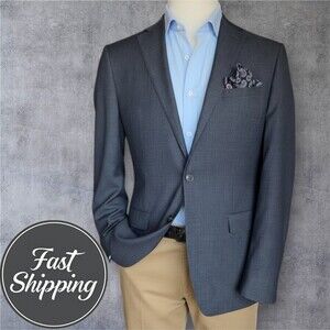 CALVIN KLEIN Men's Blazer Sport Coat 42L Gray Wool Two Button Jacket Suit Jacket